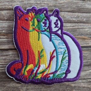 New Wave Trippy Cat Technicolor Y2k Kitty Lover Embroidered Patch.